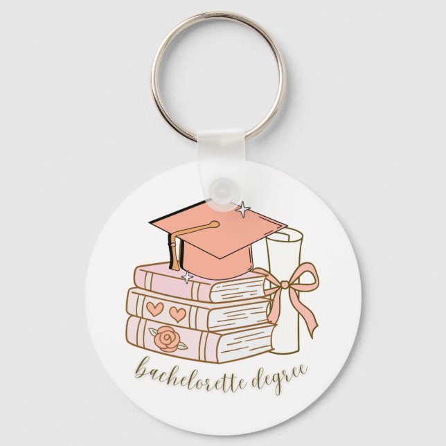 Bachelorette Degree Party Design Graduation Cap  Keychain (Front)