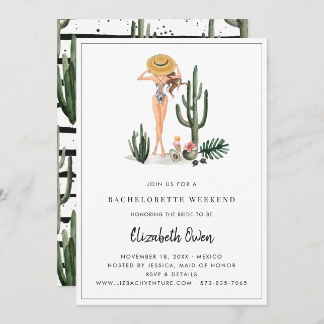 Bachelorette Destination Bikini Bridal Bash Invitation (Front/Back)