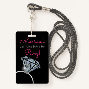 Bachelorette, Diamond ring, Party Pass, VIP Badge