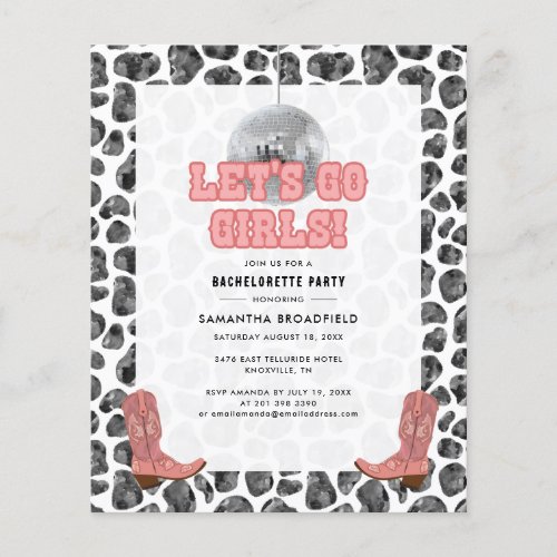 Bachelorette Disco Cowgirl Party Invitation
