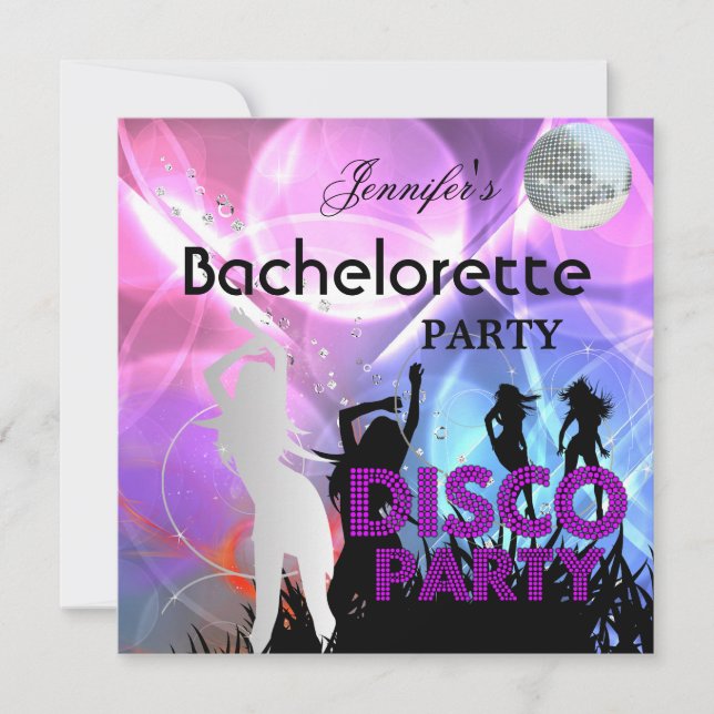 Bachelorette Disco Party Black Pink Invitation (Front)