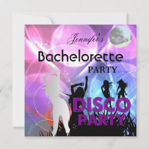 Bachelorette Disco Party Black Pink Invitation