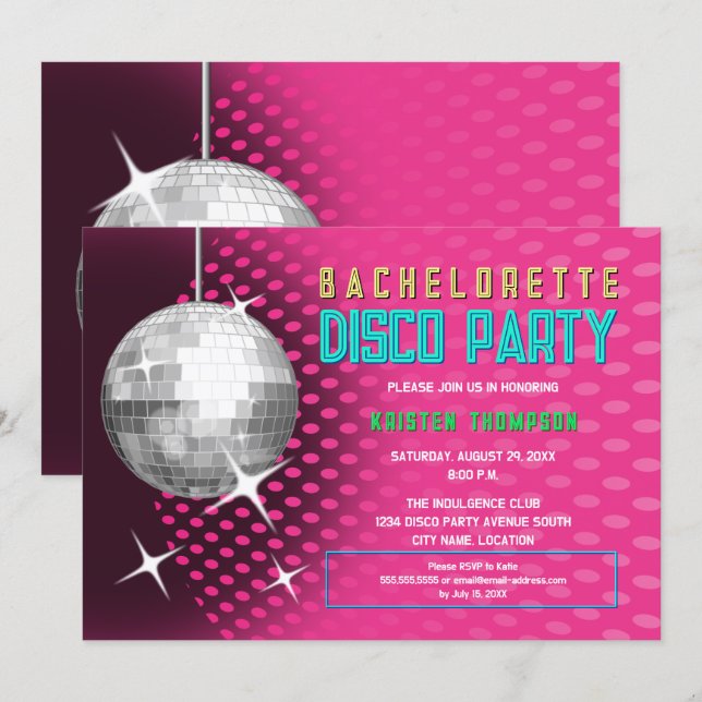 Bachelorette Disco Party Invitation (Front/Back)
