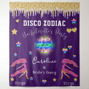 Bachelorette Disco Zodiac Gold Glitter & Libra Tap Tapestry