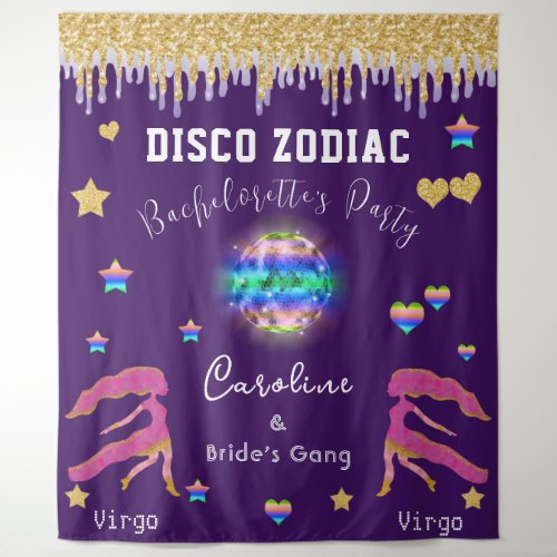 Bachelorette Disco Zodiac Gold Glitter  Libra Tap Tapestry