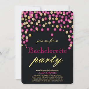 Bachelorette Faux Pink Confetti Party Invitation