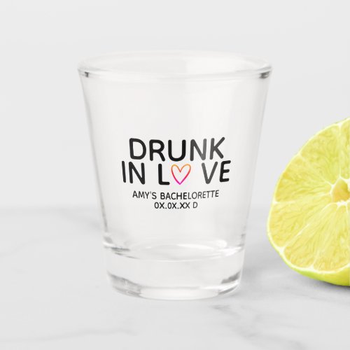 Bachelorette Favors  drunk in love  Gift Shot  Shot Glass