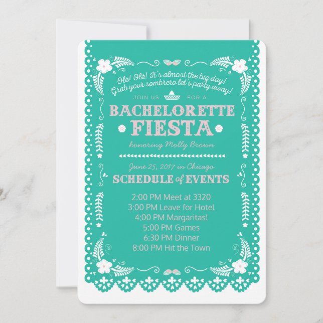 Bachelorette Fiesta Invitation (Front)