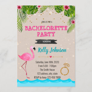 Bachelorette flamingo pool party invitation
