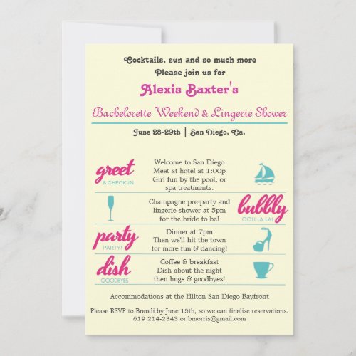 Bachelorette Getaway Invitations