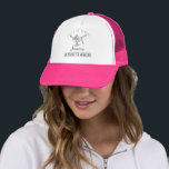 Bachelorette girl in cocktail glass drink trucker hat<br><div class="desc">Bachelorette weekend personalized hat,  with bride's name,  featuring a woman in a cocktail glass. Easy to change for any party.</div>