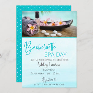 Bachelorette Girls Blue Spa Invitation