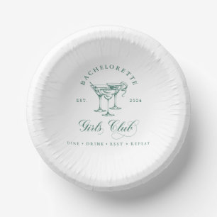 Bachelorette Girl's Club Round Paper Plate Paper Bowls
