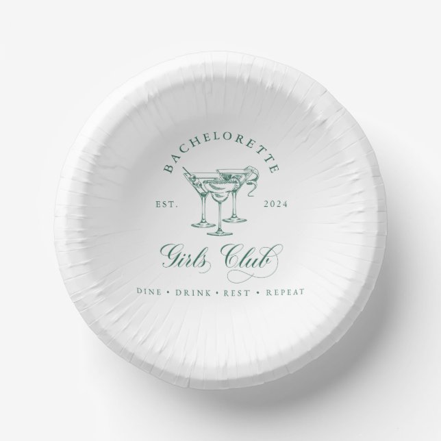 Bachelorette Girl's Club Round Paper Plate Paper Bowls (Front)
