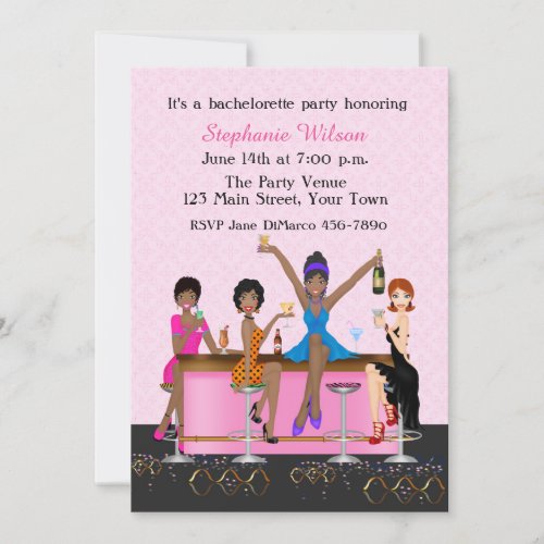 Bachelorette Girls Night Out African American Invitation