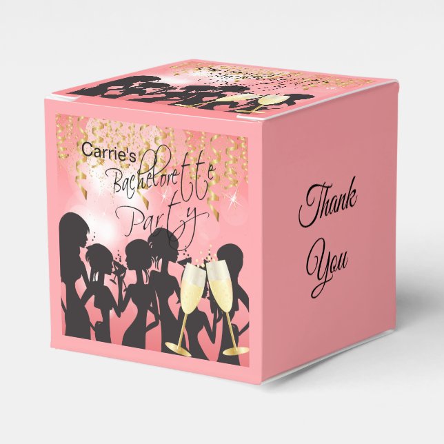 Bachelorette Girls Night Out - Coral Favor Boxes (Front Side)