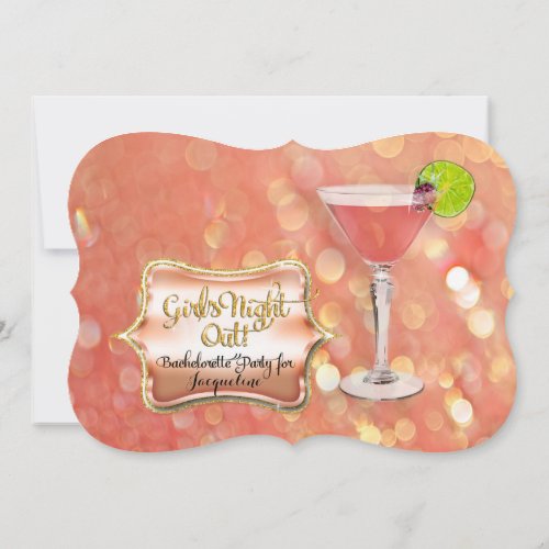 Bachelorette Girls Night Out Party Martini Glass Invitation
