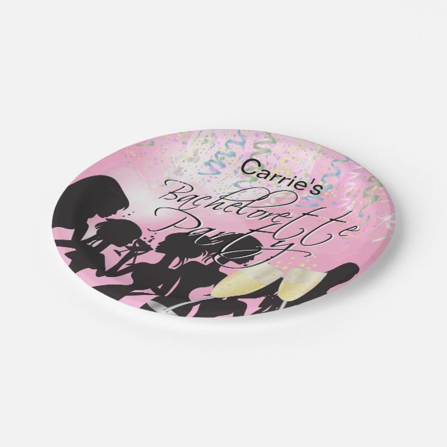 Bachelorette Girls Night Out - Pink Paper Plates (Angled)