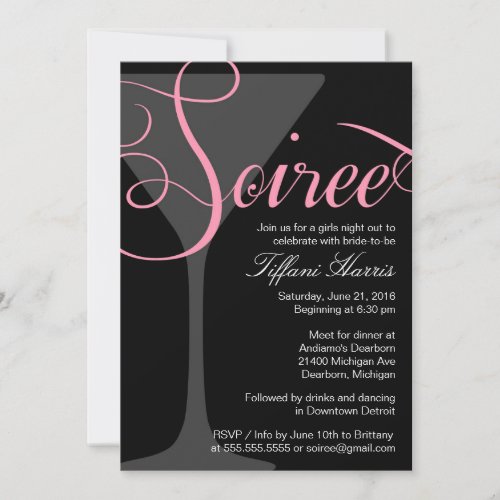 Bachelorette Girls Night Out Soiree Invitation