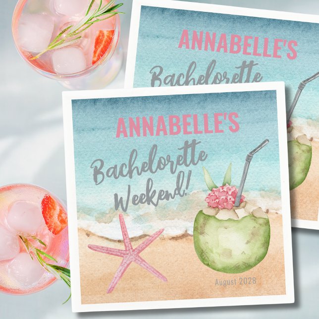 Bachelorette Girls Weekend Beach Cocktail Napkins (Beach Bachelorette Girls Weekend Cocktail Napkins)