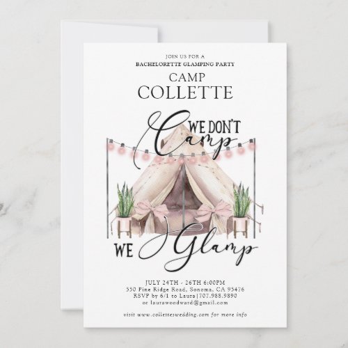 Bachelorette Glamping Party Invitation