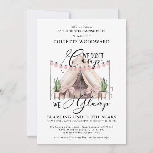 Bachelorette Glamping Party Weekend Invitation