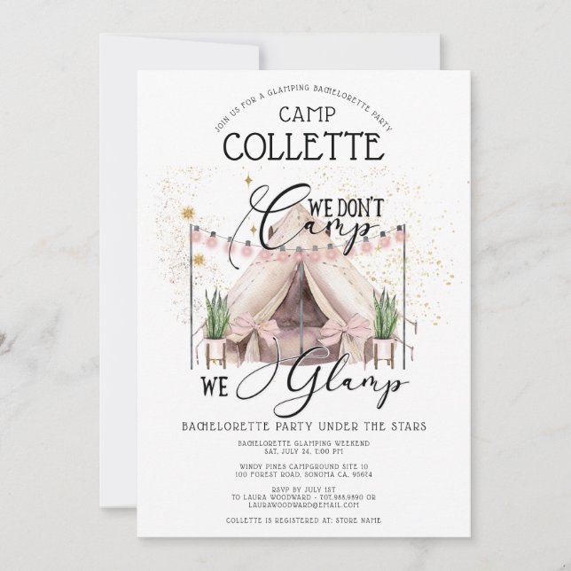 Bachelorette Glamping Party Weekend Invitation (Front)