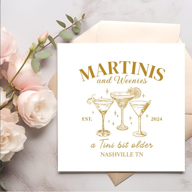 Bachelorette Gold Cocktails Martinis And Weenies Napkins (Creator Uploaded)