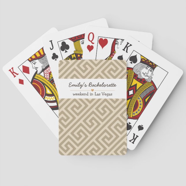 Bachelorette Gold Geometric Pattern Poker Cards (Back)