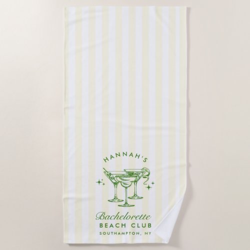 Bachelorette Green  Yellow Modern Beach Towel