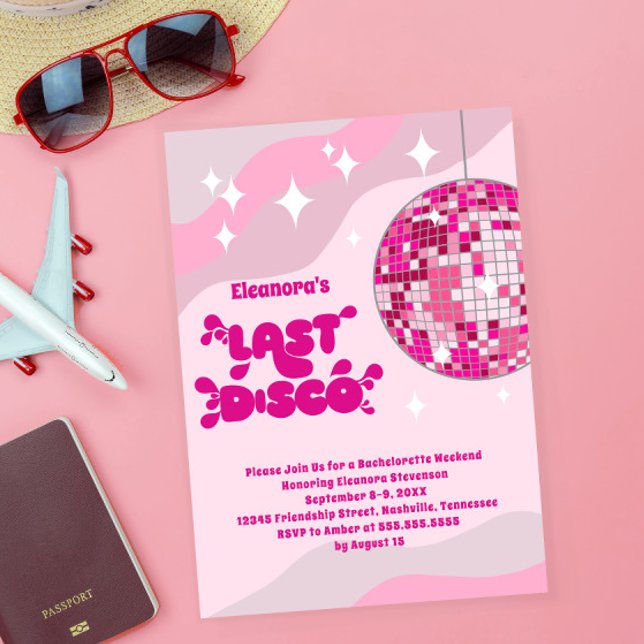 Bachelorette Groovy Last Disco Invite, Disco Ball Invitation (Creator Uploaded)