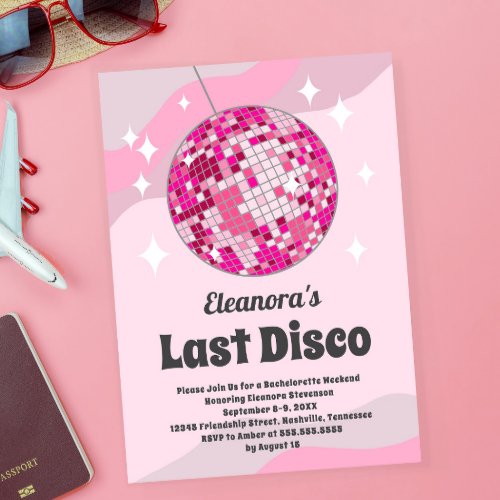 Bachelorette Groovy Last Disco Invite Disco Ball Invitation