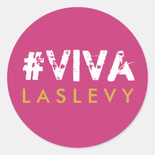 Bachelorette Hashtag Pink Gold White Round Sticker