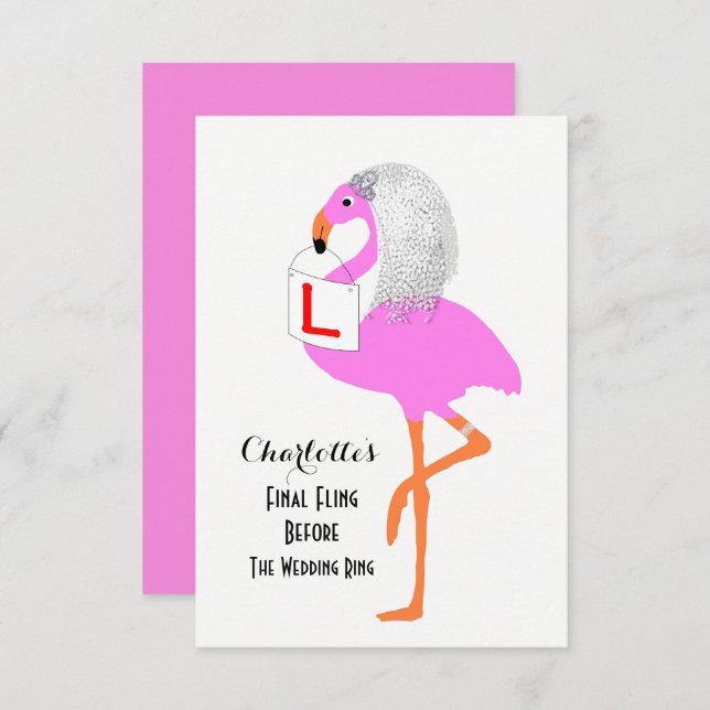 Bachelorette Hen Party Funny Pink Flamingo Bride Invitation (Front/Back)