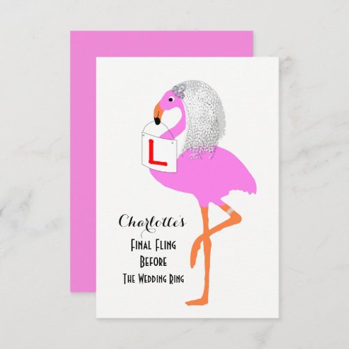 Bachelorette Hen Party Funny Pink Flamingo Bride Invitation