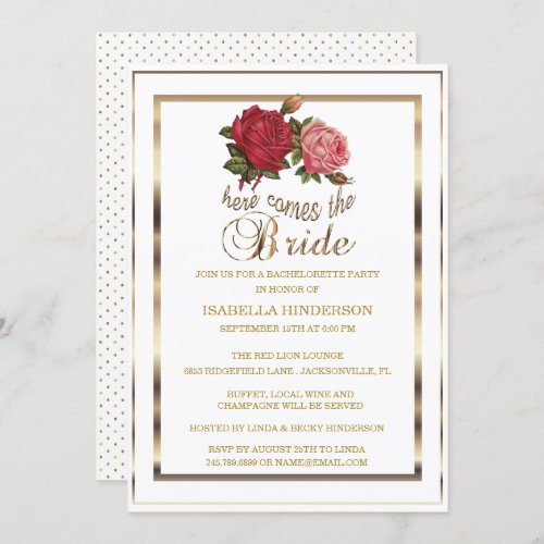 Bachelorette _ Here Comes the Bride _  Rose Invitation