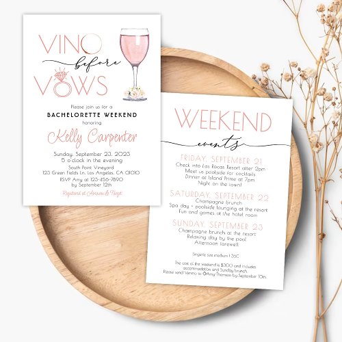 Bachelorette Invitation Rose Gold Vino before Vows