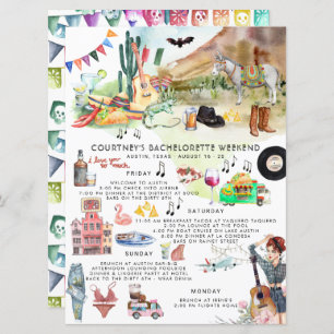 Bachelorette Itinerary   Austin, Texas Fiesta Invitation