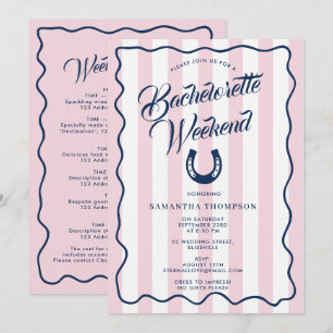Bachelorette Itinerary Bach Weekend Horseshoe Pink Invitation
