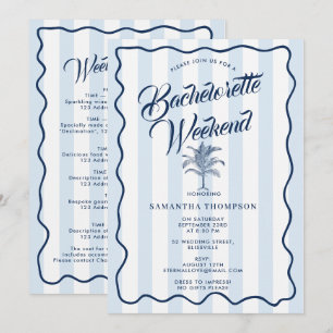 Bachelorette Itinerary Bach Weekend Palm Tree Invitation