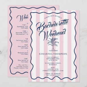 Bachelorette Itinerary Bach Weekend Palm Tree Pink Invitation