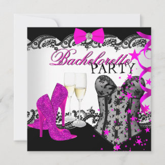 Bachelorette Lace Pink Corset Champagne Invitation