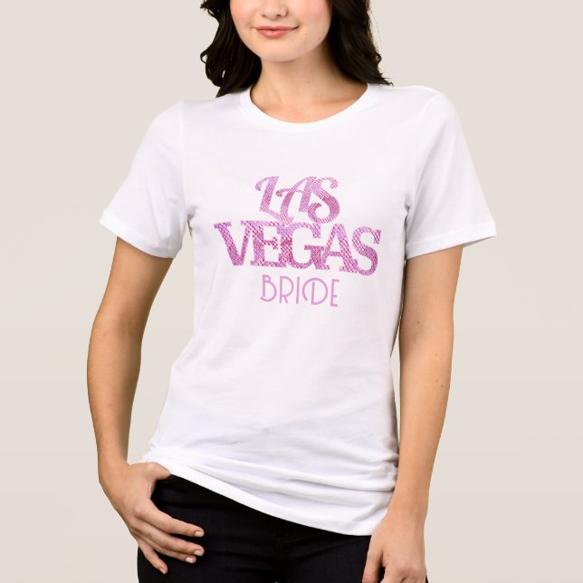 Bachelorette Las Vegas Girly Pink Snakeskin Bride Tri-Blend Shirt (Front)