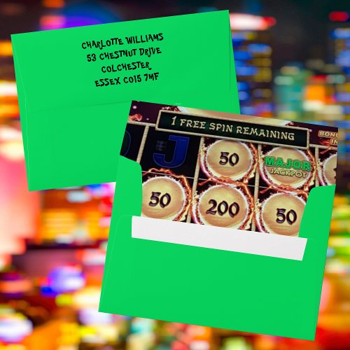 Bachelorette Las Vegas Slot Machine Neon Green Envelope