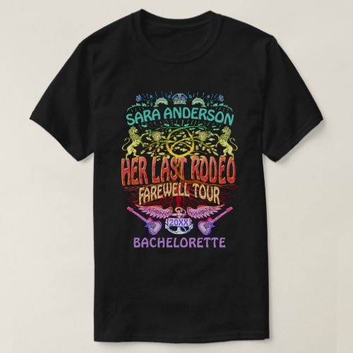 Bachelorette Last Rodeo Retro Band Concert Neon T_Shirt
