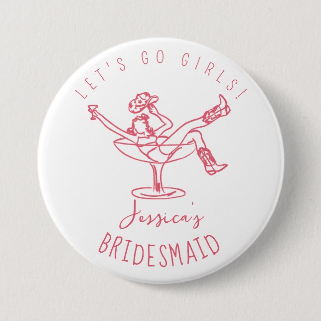 Bachelorette last rodeo scribble bridesmaid button (Front)