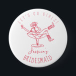 Bachelorette last rodeo scribble bridesmaid button<br><div class="desc">Bachelorette weekend party favors,  personalized with your name,  featuring a woman in a cocktail glass. Easy to change for any party.</div>