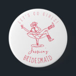 Bachelorette last rodeo scribble bridesmaid button<br><div class="desc">Bachelorette weekend party favors,  personalized with your name,  featuring a woman in a cocktail glass. Easy to change for any party.</div>