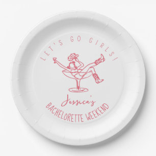 Bachelorette  last rodeo scribble hand drawn retro paper plates
