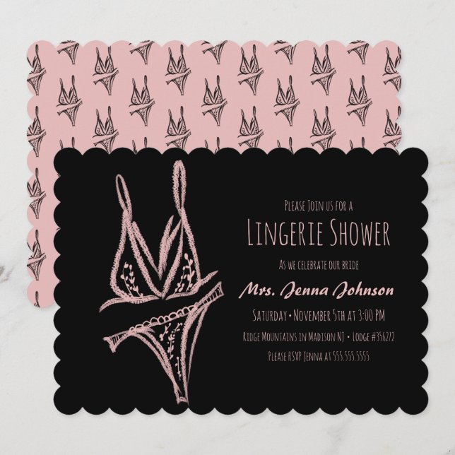 Bachelorette Lingerie Bridal Shower Scalloped  (Front/Back)